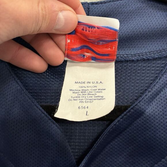 Vintage Majestic Cleveland Indians Jersey Mens L Blue Chief Wahoo Stitched Logo - Picture 3 of 9